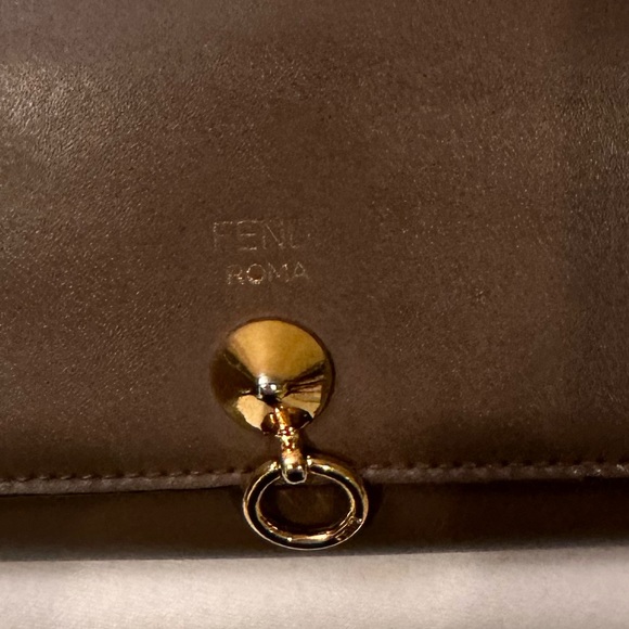 Fendi Roma as seen on pic on logo-long wallet dark tan/ light brown in EUC - Picture 2 of 10